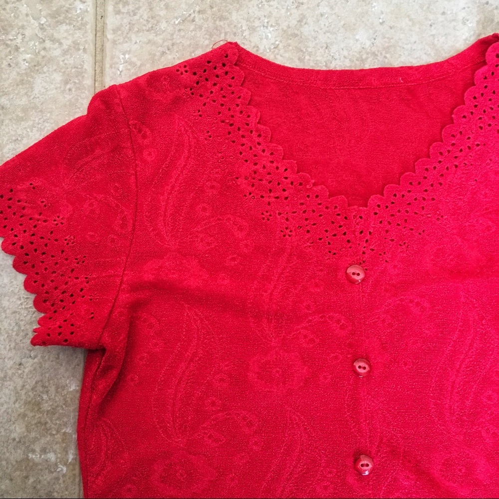 Red lace blouse